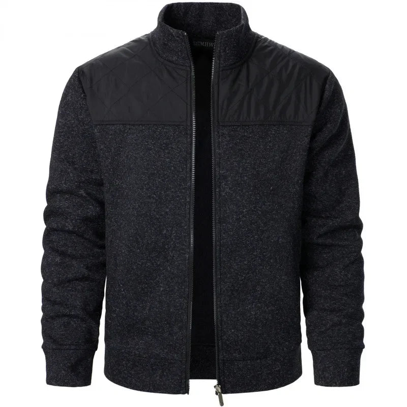 Men's Patchwork Sweatshirts Stand Collar Jacket Slim Fit Cardigan Streetwear Sportswear Casual Zip Up Coat Outdoor Tracksuit Men
