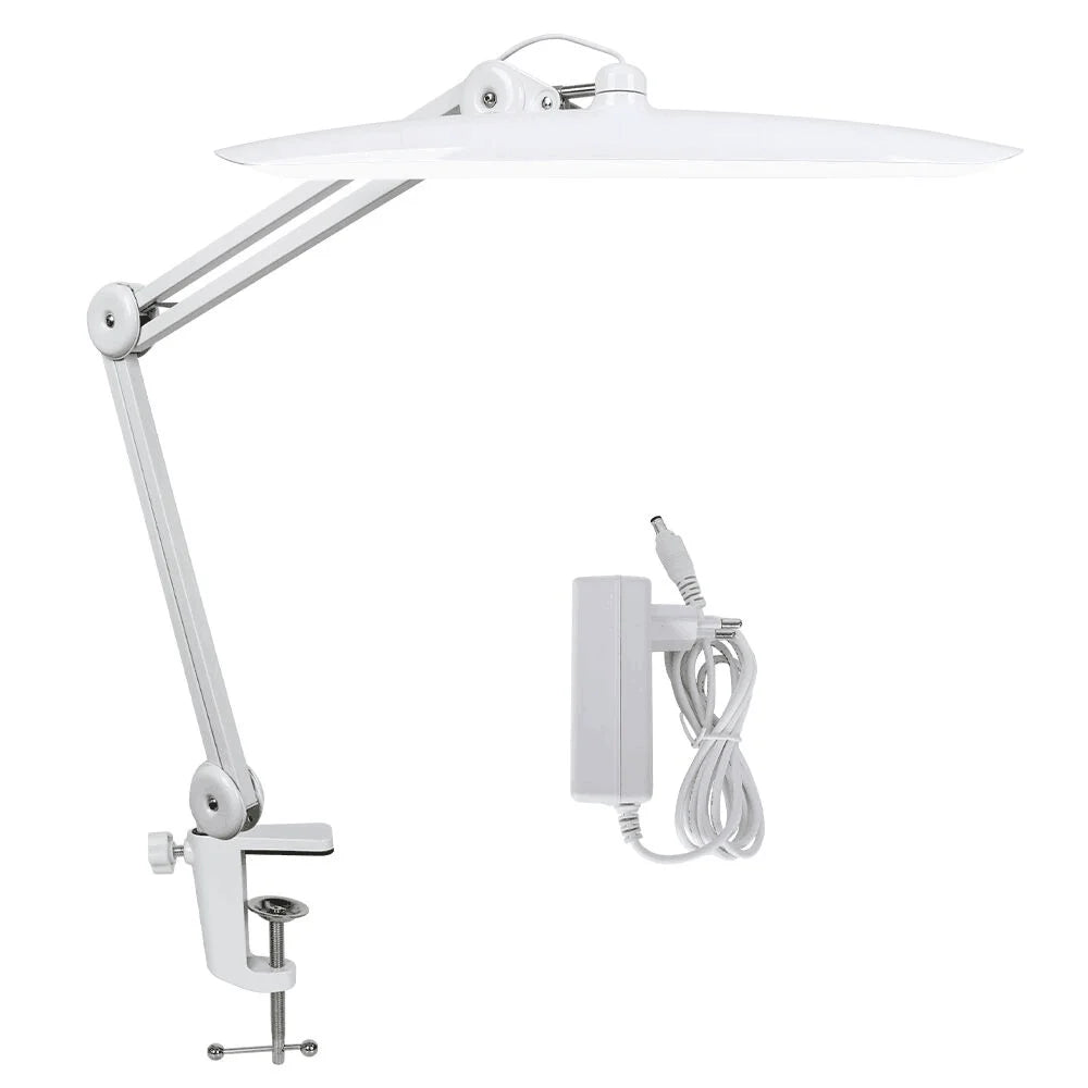 LED Task Desk Lamp 19 Inches Metal Swing Arm Eye-Caring Lash Extensions Lamp 117PCS LEDs for Nail Crafts Reading Head Work Lamp