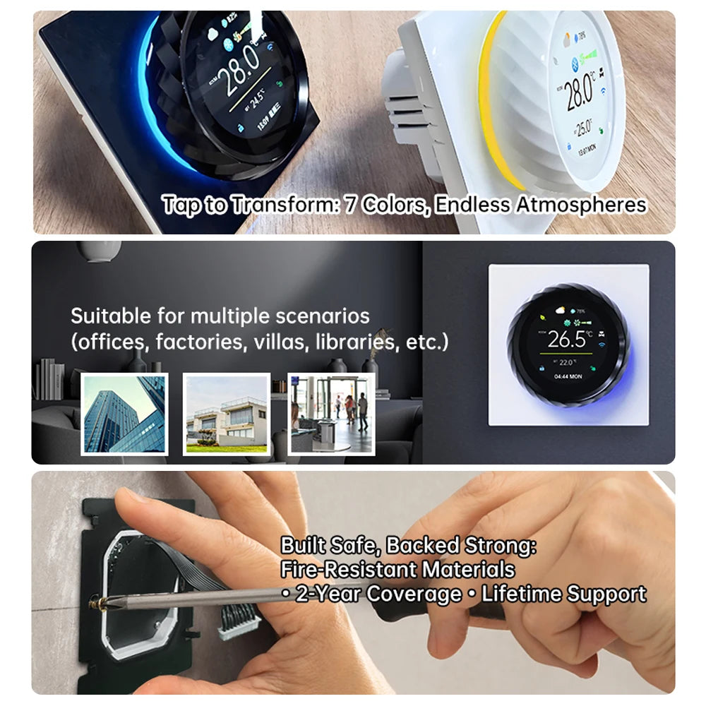 Tuya Smart Life WiFi Smart Knob Thermostat BAC-2007 Air-conditioner Temperature Controller for Air Conditioning Heating Cooling