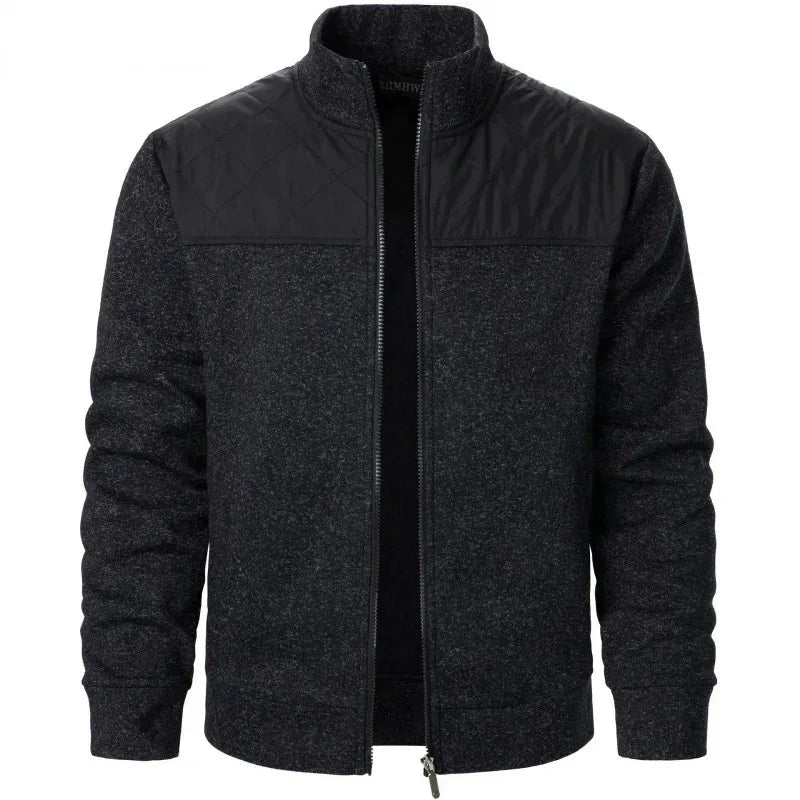 Men's Patchwork Sweatshirts Stand Collar Jacket Slim Fit Cardigan Streetwear Sportswear Casual Zip Up Coat Outdoor Tracksuit Men
