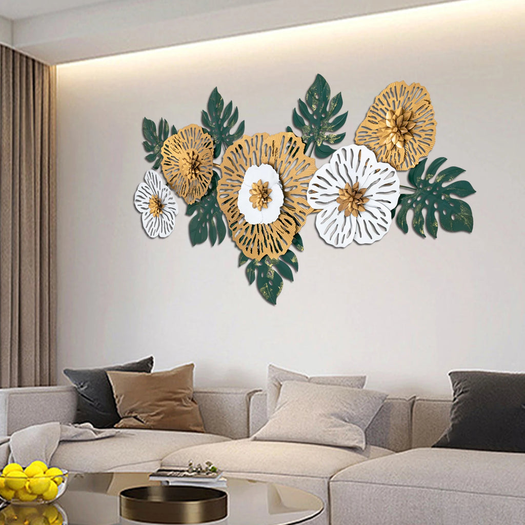 Modern Iron Flower-Shaped Wall Decor 3D