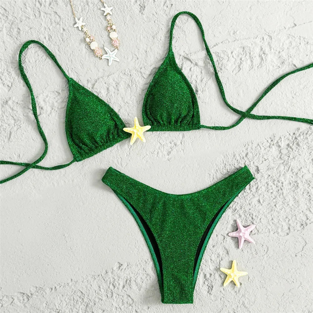Triangle Bikini 2026 Sexy Swimsuit Women High Cut Bathing Suit Bikinis Sets De Mujer