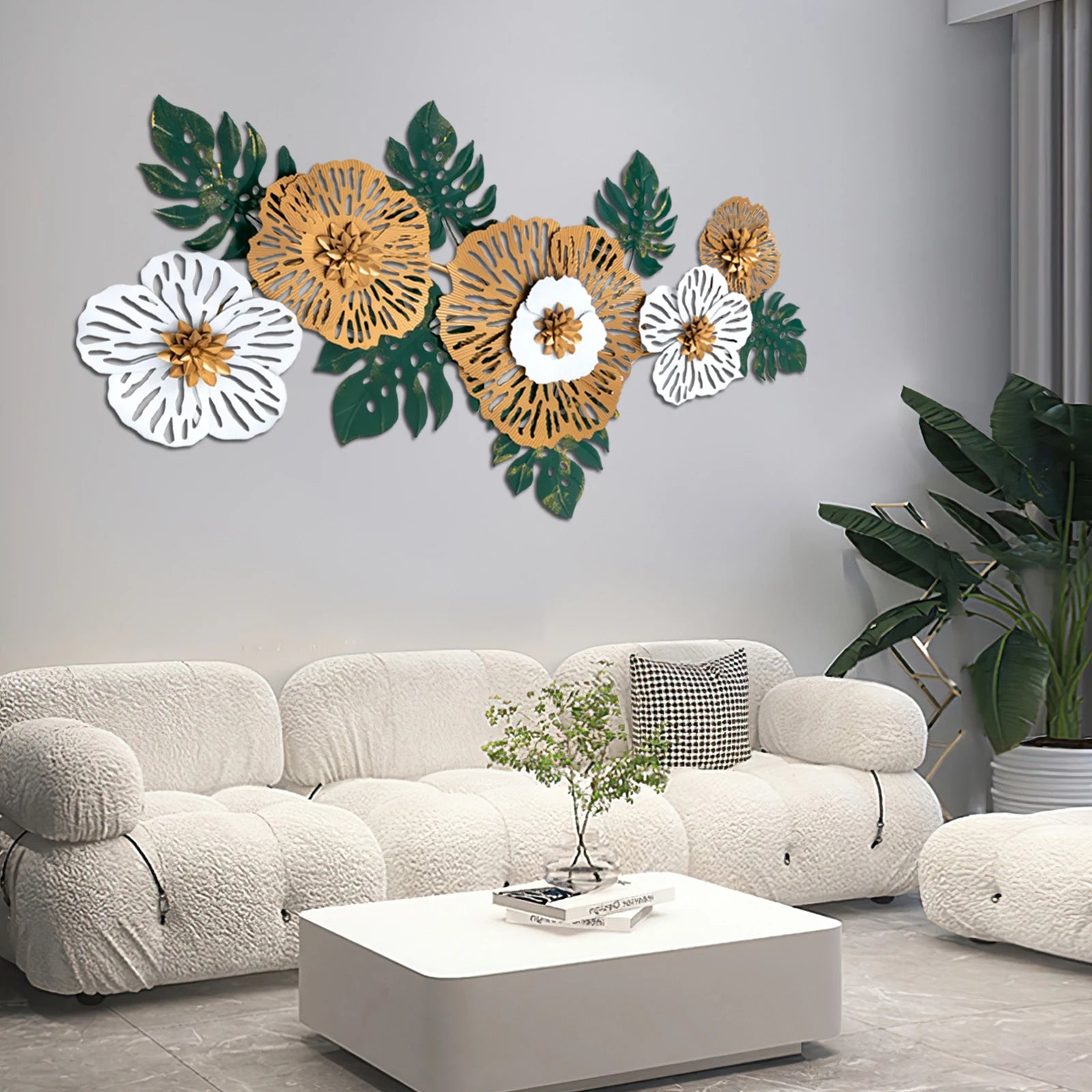 Modern Iron Flower-Shaped Wall Decor 3D