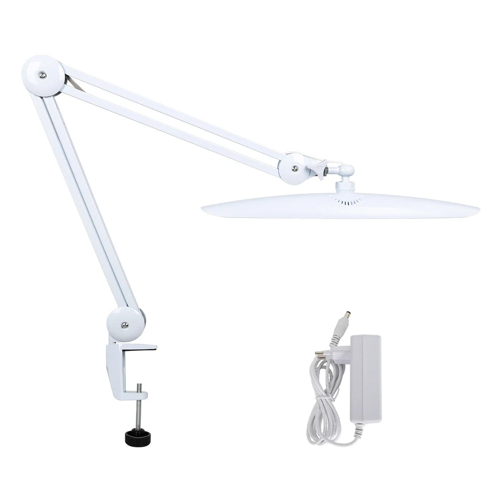 LED Task Desk Lamp 19 Inches Metal Swing Arm Eye-Caring Lash Extensions Lamp 117PCS LEDs for Nail Crafts Reading Head Work Lamp