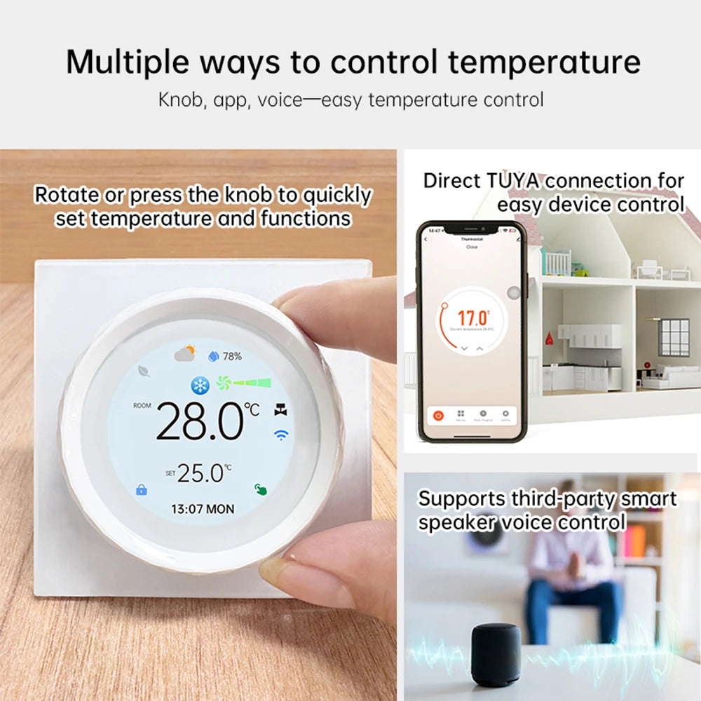 Tuya Smart Life WiFi Smart Knob Thermostat BAC-2007 Air-conditioner Temperature Controller for Air Conditioning Heating Cooling