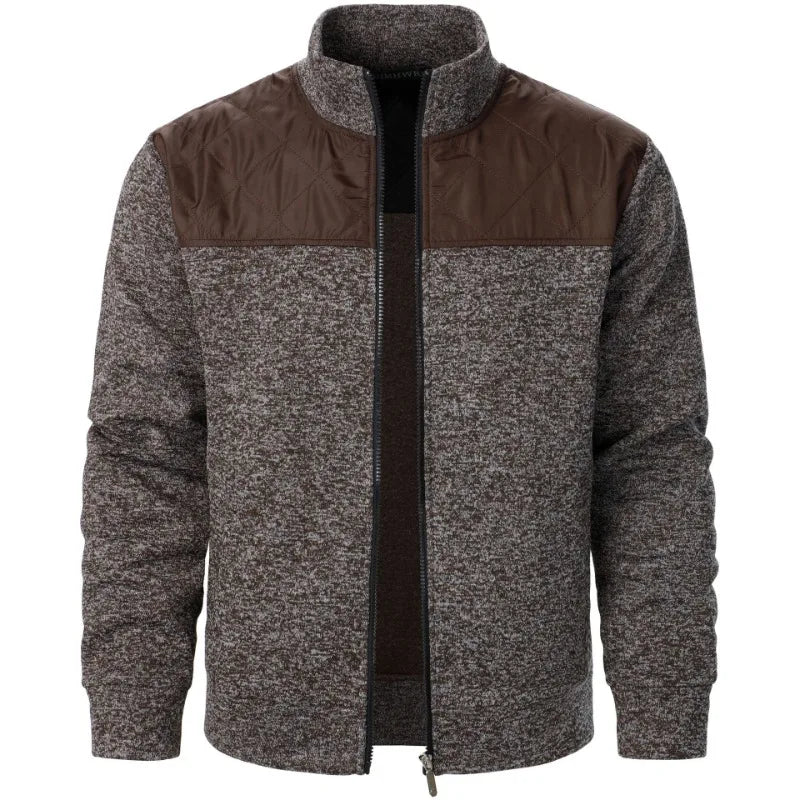 Men's Patchwork Sweatshirts Stand Collar Jacket Slim Fit Cardigan Streetwear Sportswear Casual Zip Up Coat Outdoor Tracksuit Men