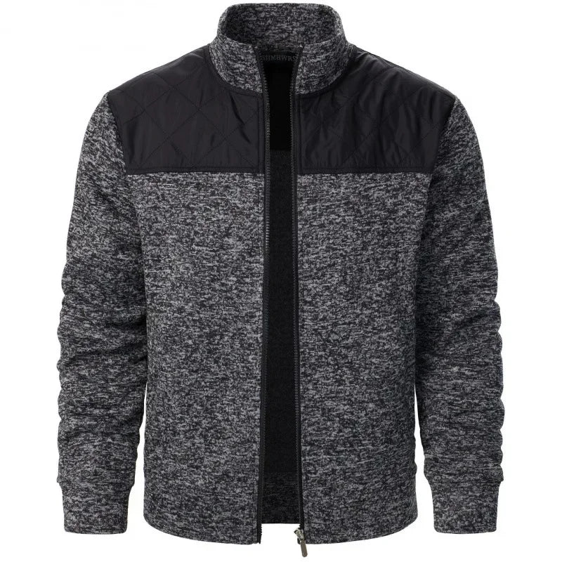 Men's Patchwork Sweatshirts Stand Collar Jacket Slim Fit Cardigan Streetwear Sportswear Casual Zip Up Coat Outdoor Tracksuit Men