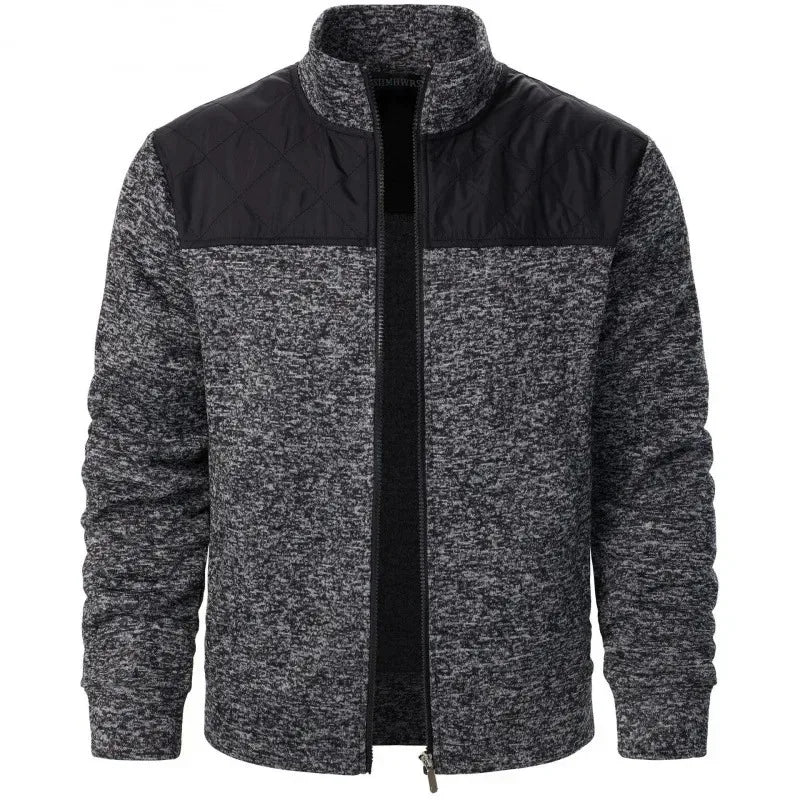 Men's Patchwork Sweatshirts Stand Collar Jacket Slim Fit Cardigan Streetwear Sportswear Casual Zip Up Coat Outdoor Tracksuit Men