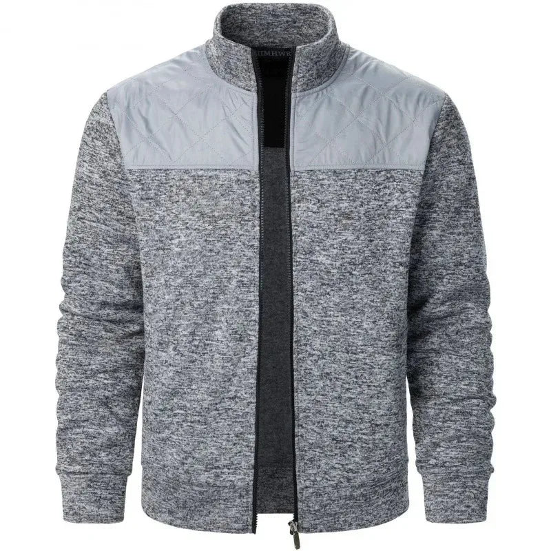 Men's Patchwork Sweatshirts Stand Collar Jacket Slim Fit Cardigan Streetwear Sportswear Casual Zip Up Coat Outdoor Tracksuit Men