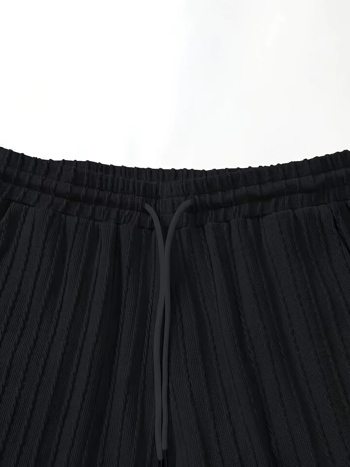 fashion summer sports solid color crew-neck vertical stripe T-shirt shorts short-sleeved suit Loose two-piece set
