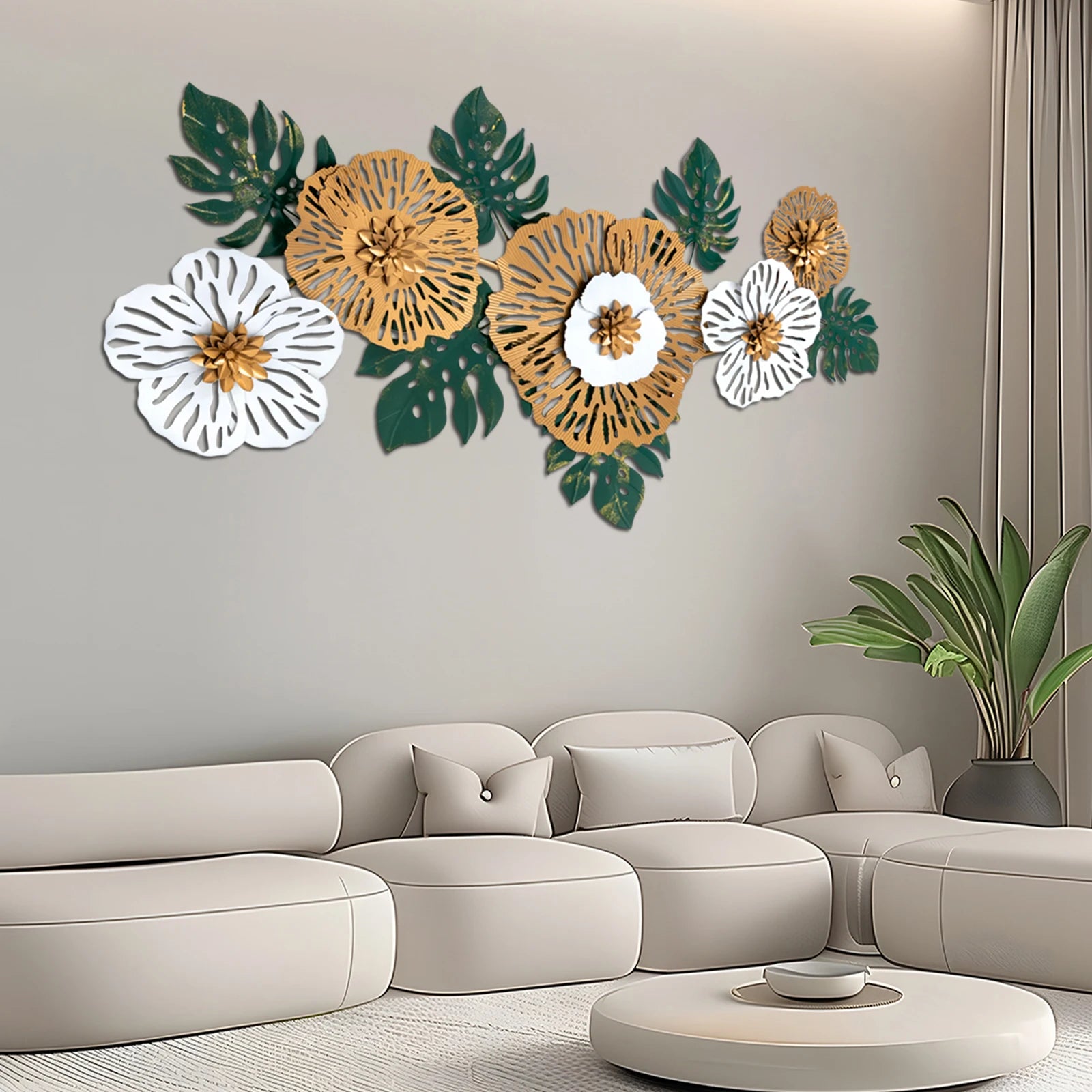Modern Iron Flower-Shaped Wall Decor 3D