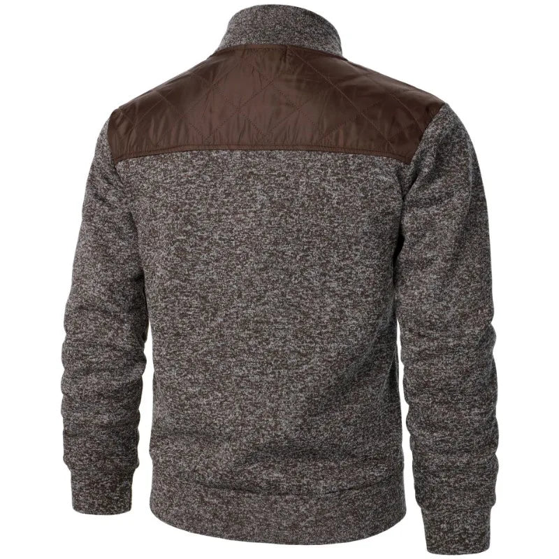 Men's Patchwork Sweatshirts Stand Collar Jacket Slim Fit Cardigan Streetwear Sportswear Casual Zip Up Coat Outdoor Tracksuit Men
